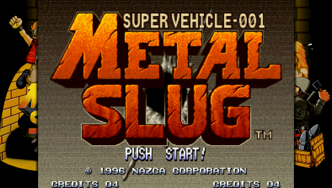 Metal Slug XX title screen for PSP
